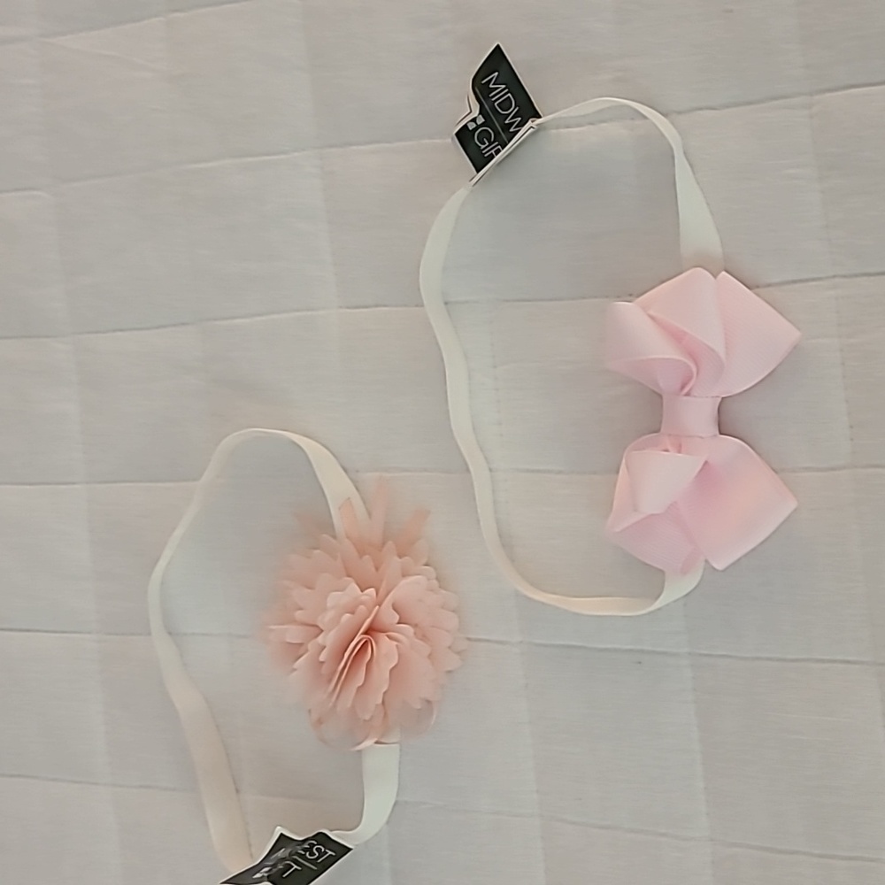 2 Headband Floral Crown  Pink Flower Head Band Baby Girl Infant